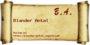 Blander Antal névjegykártya